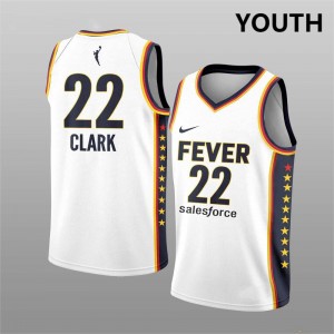 #22 Caitlin Clark Indiana Fever Youth Explorer Edition Fast Break Embroidery Jersey - White