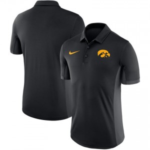 Nike Black Iowa Hawkeyes Evergreen Button-Up Dri-Fit Polo