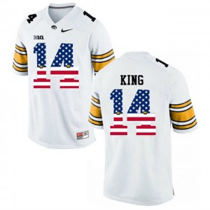 Men's Iowa Hawkeyes #14 Desmond King White Limited 2017 US Flag College Football Jersey