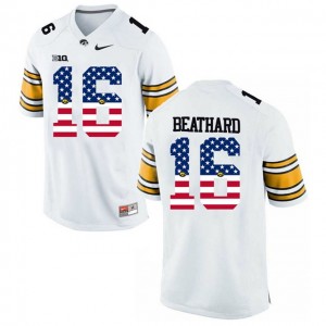 Men's C.J Beathard Iowa Hawkeyes Jersey White #16 Limited Football 2017 US Flag College