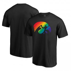 Men's Iowa Hawkeyes T-shirt Black College Team Rainbow Team Pride 