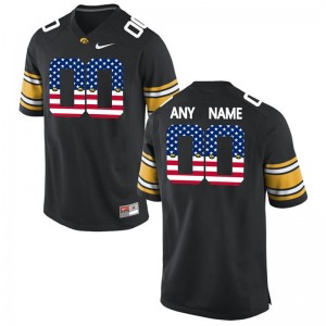 S-3XL Football Iowa Hawkeyes #00 Limited Men's Black US Flag Custom College Jersey