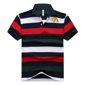 Black/Red/White Men's Stripe Team Logo Iowa Hawkeyes Performance Polo