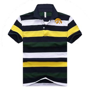 Men's Iowa Hawkeyes Performance Polo Black/Yellow/White Stripe Team Logo 