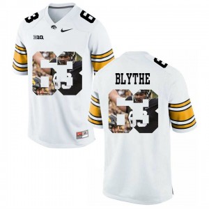 #63 Austin Blythe Iowa Hawkeyes Jersey Limited White College Player Painting Football 