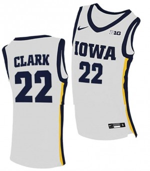 #22 Caitlin Clark Iowa Hawkeyes Men College Basketball High School Jersey - White
