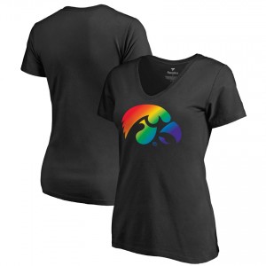 College Team Rainbow Team Pride Women's Black Iowa Hawkeyes T-shirt