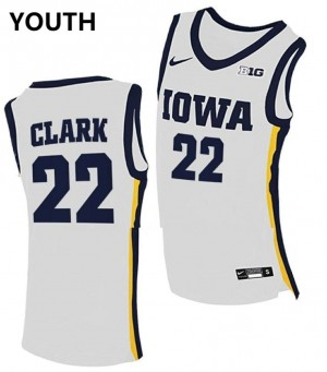#22 Caitlin Clark Iowa Hawkeyes Youth College Basketball NCAA Jersey - White