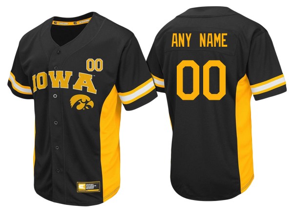 Men's Iowa Hawkeyes Jersey Black Baseball Team Performance Strike